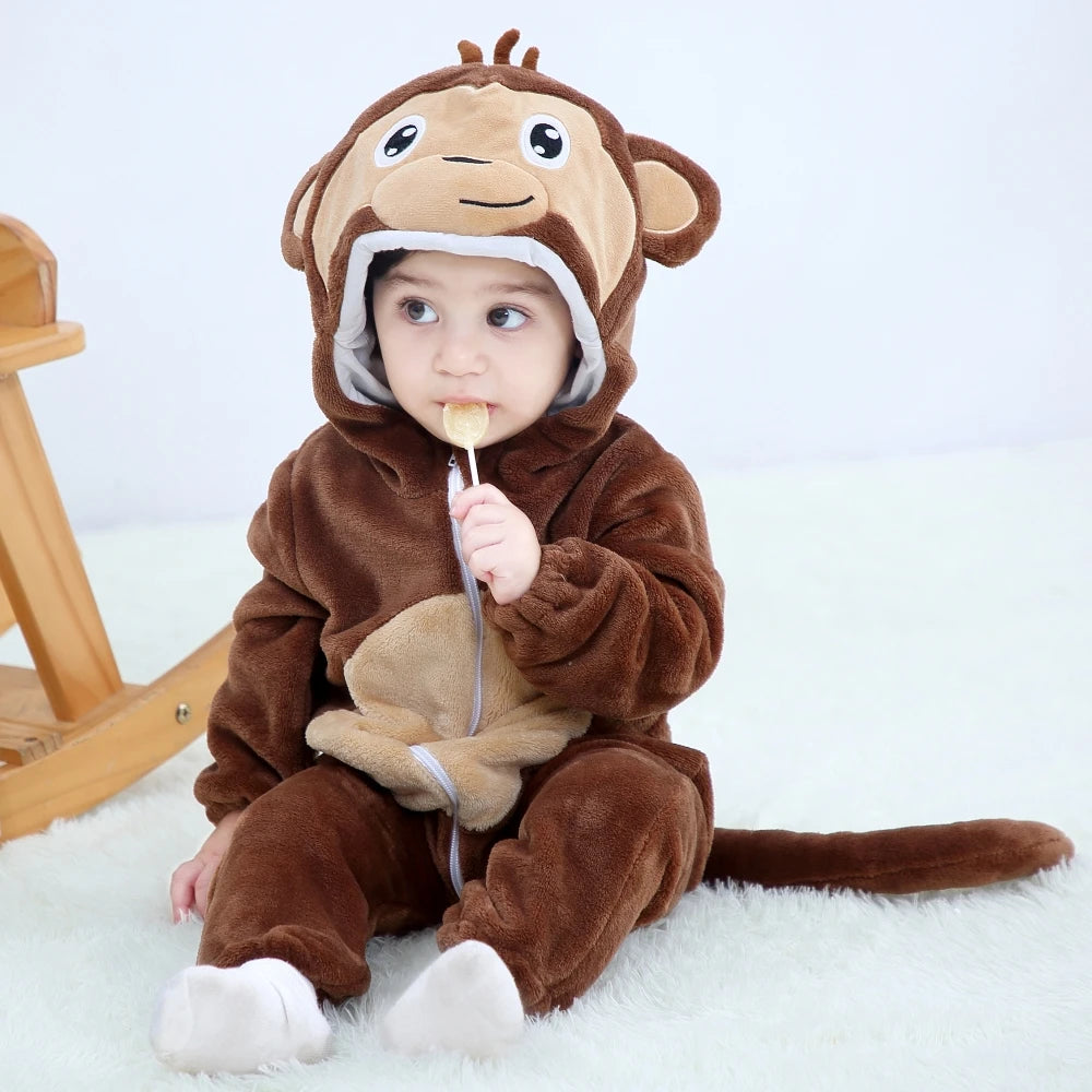 Combinaison pyjama bébé en flanelle — animaux à capuche