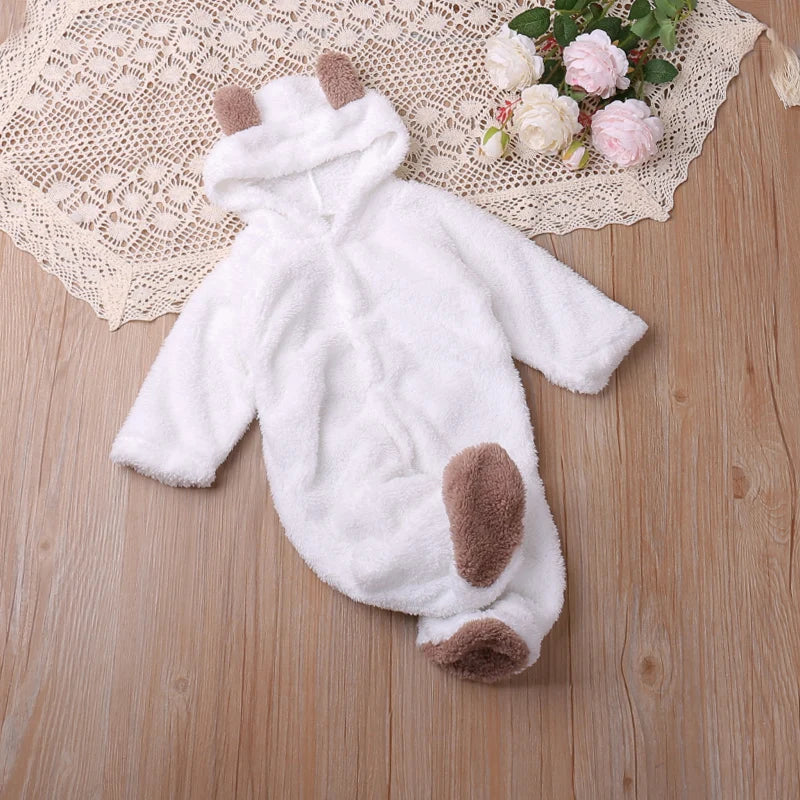 Barboteuse bébé à capuche — maille douce, 0 à 12 mois