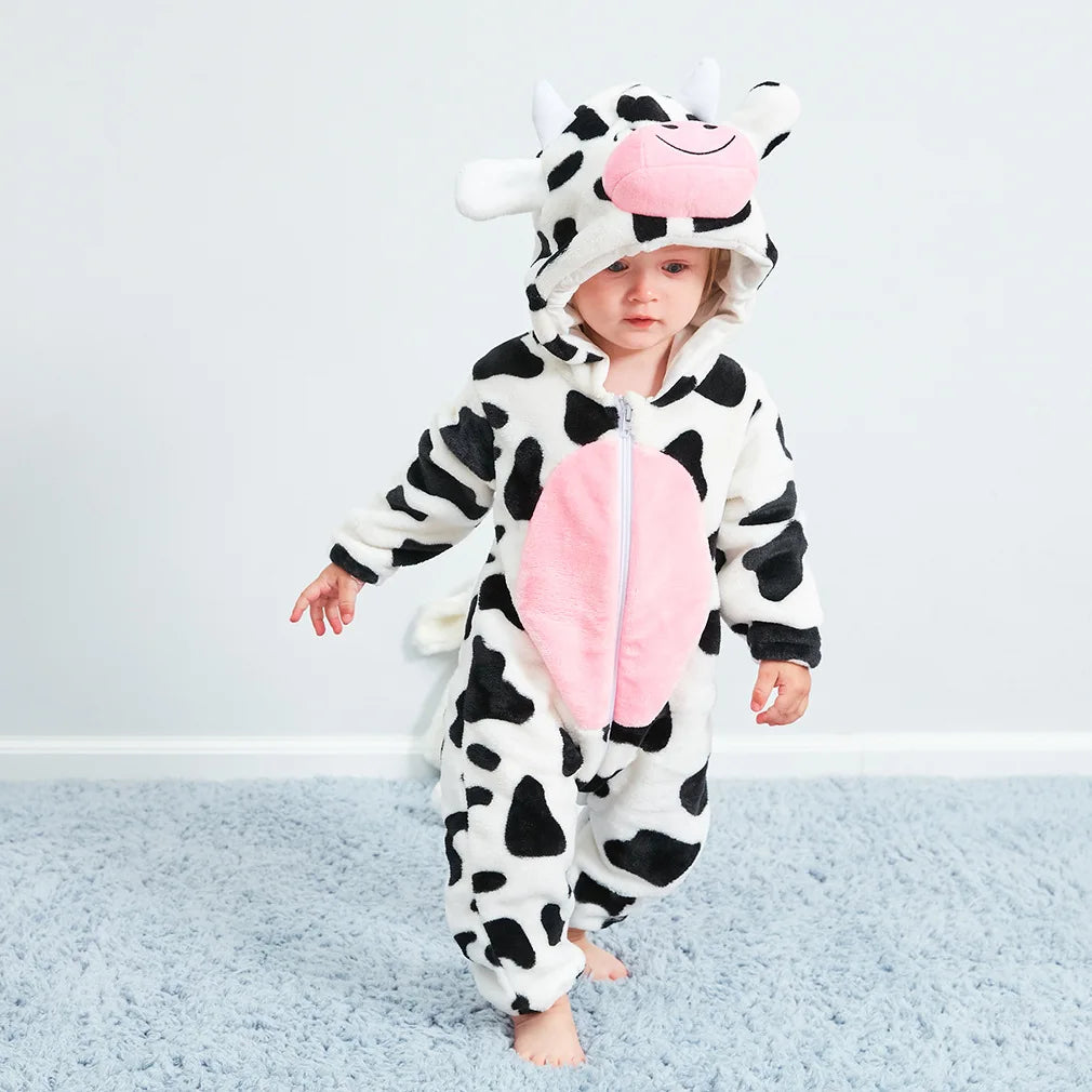 Combinaison pyjama bébé en flanelle — animaux à capuche