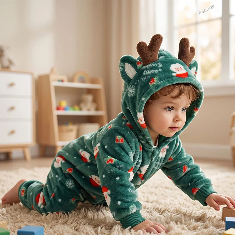 Combinaison pyjama bébé en flanelle — animaux à capuche