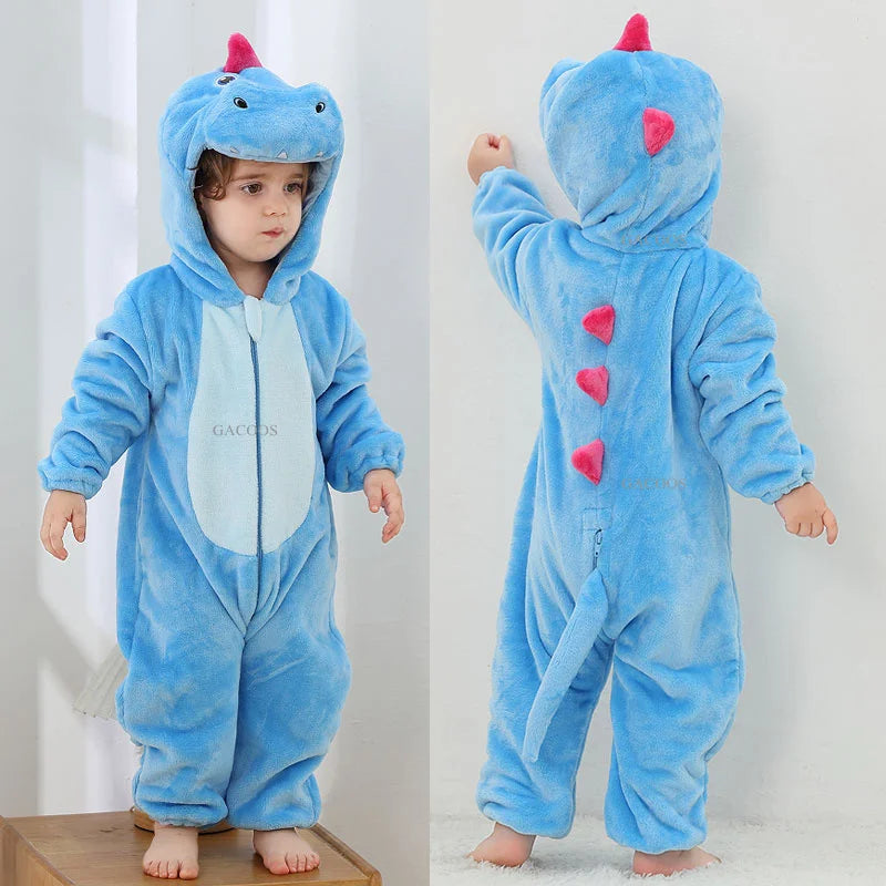 Combinaison pyjama bébé en flanelle — animaux à capuche