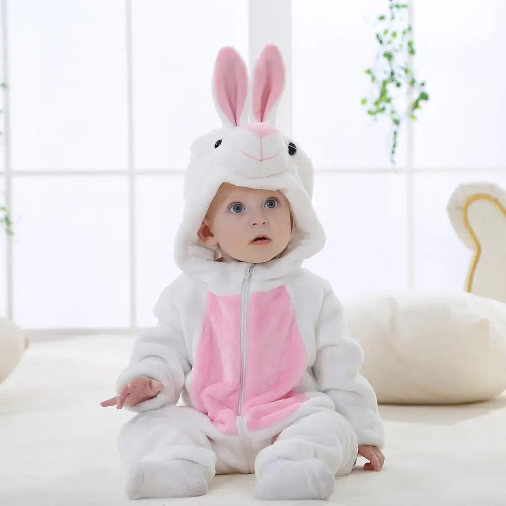 Combinaison pyjama bébé en flanelle — animaux à capuche