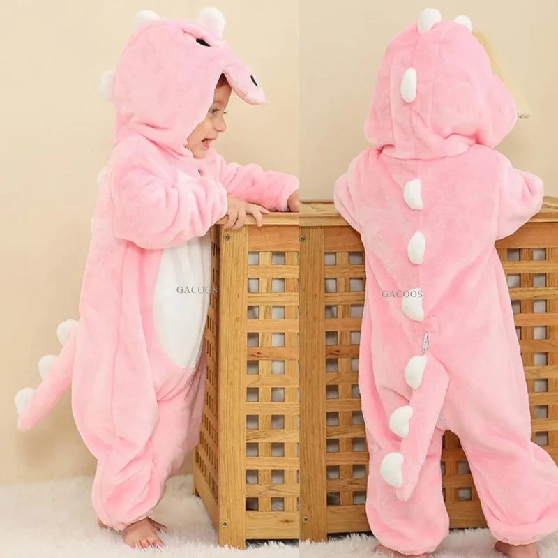 Combinaison pyjama bébé en flanelle — animaux à capuche