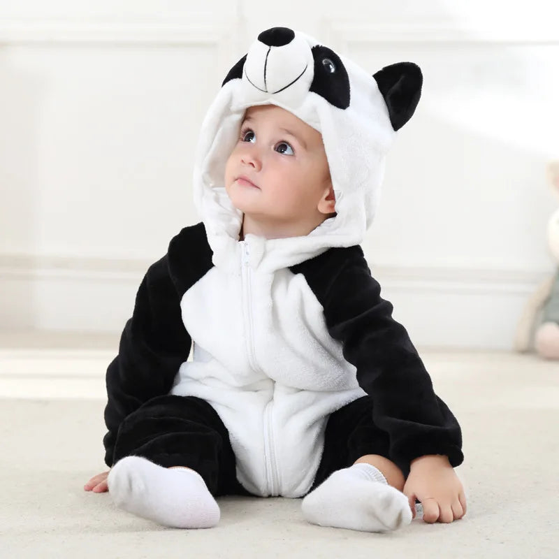 Combinaison pyjama bébé en flanelle — animaux à capuche