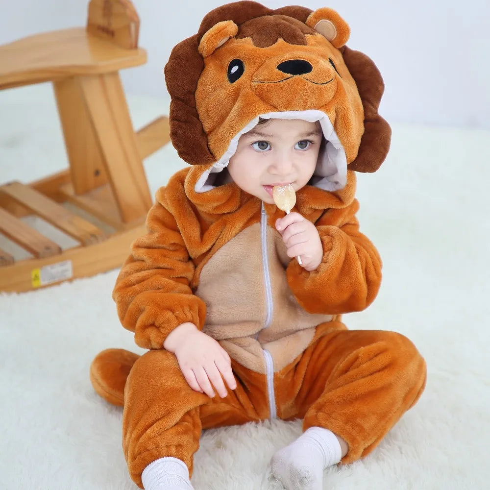 Combinaison pyjama bébé en flanelle — animaux à capuche