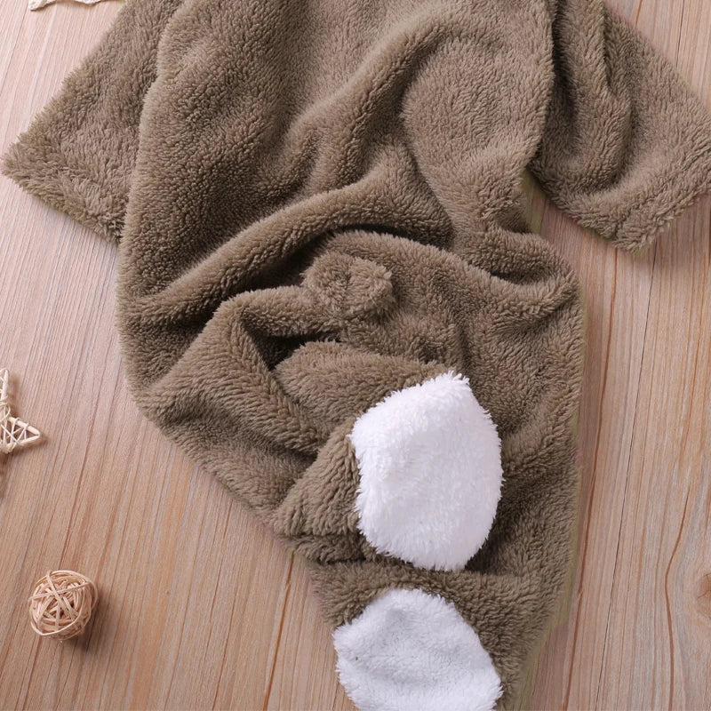 Barboteuse bébé à capuche — maille douce, 0 à 12 mois