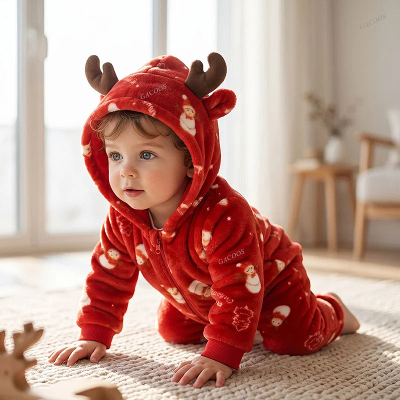 Combinaison pyjama bébé en flanelle — animaux à capuche