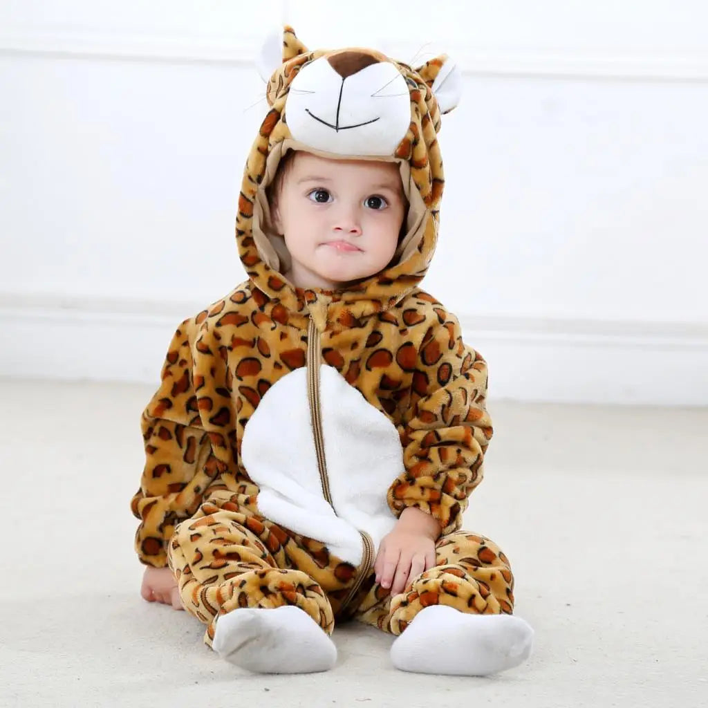 Combinaison pyjama bébé en flanelle — animaux à capuche