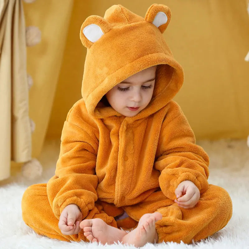 Combinaison pyjama bébé en flanelle — animaux à capuche