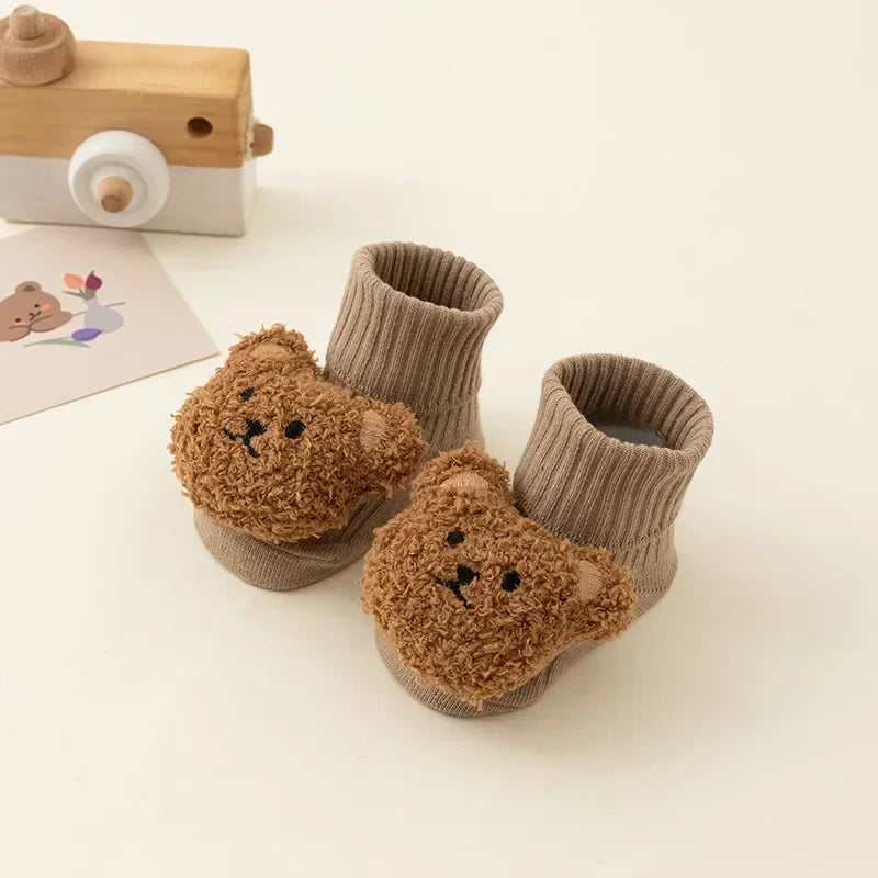 Chaussons chaussettes bébé antidérapants — ourson