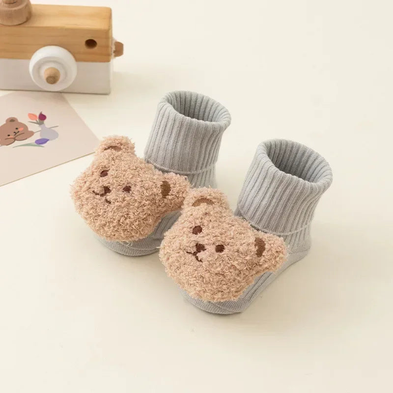 Chaussons chaussettes bébé antidérapants — ourson