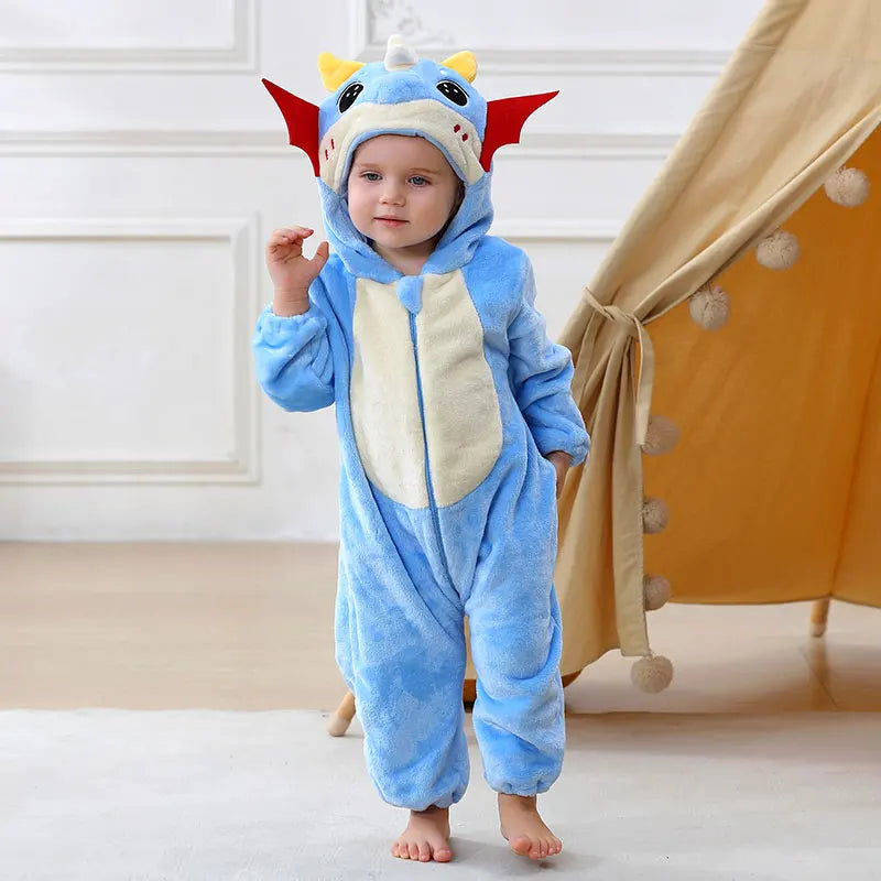 Combinaison pyjama bébé en flanelle — animaux à capuche