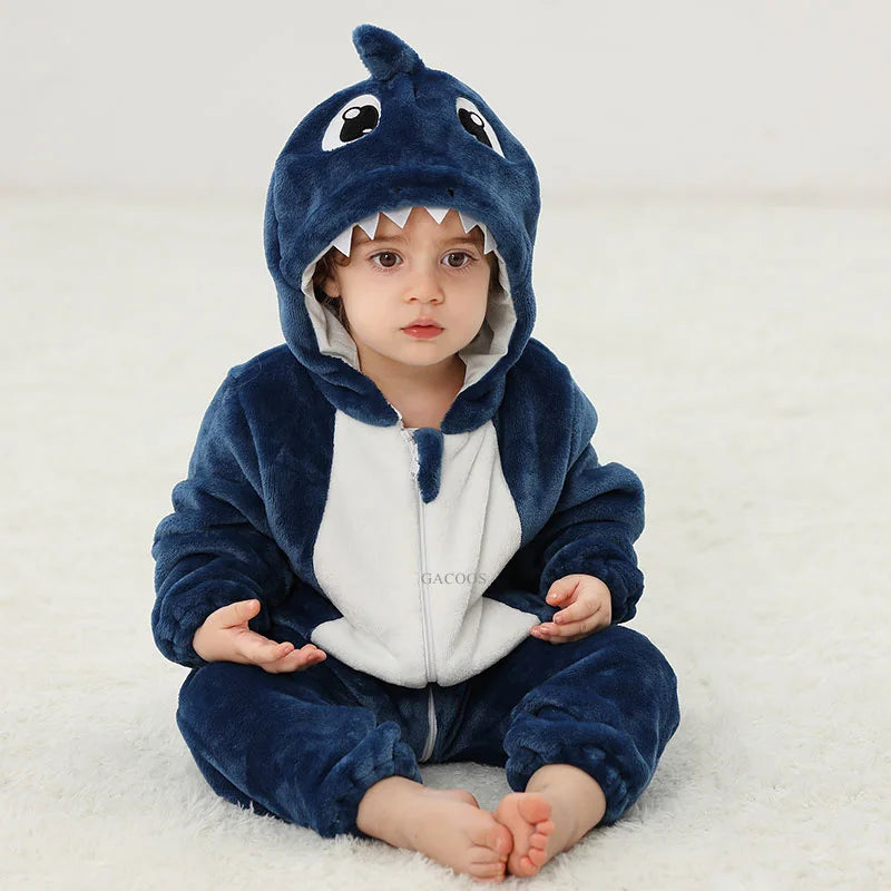 Combinaison pyjama bébé en flanelle — animaux à capuche