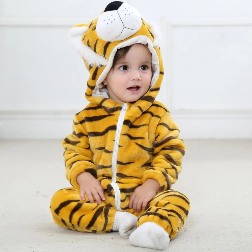 Combinaison pyjama bébé en flanelle — animaux à capuche