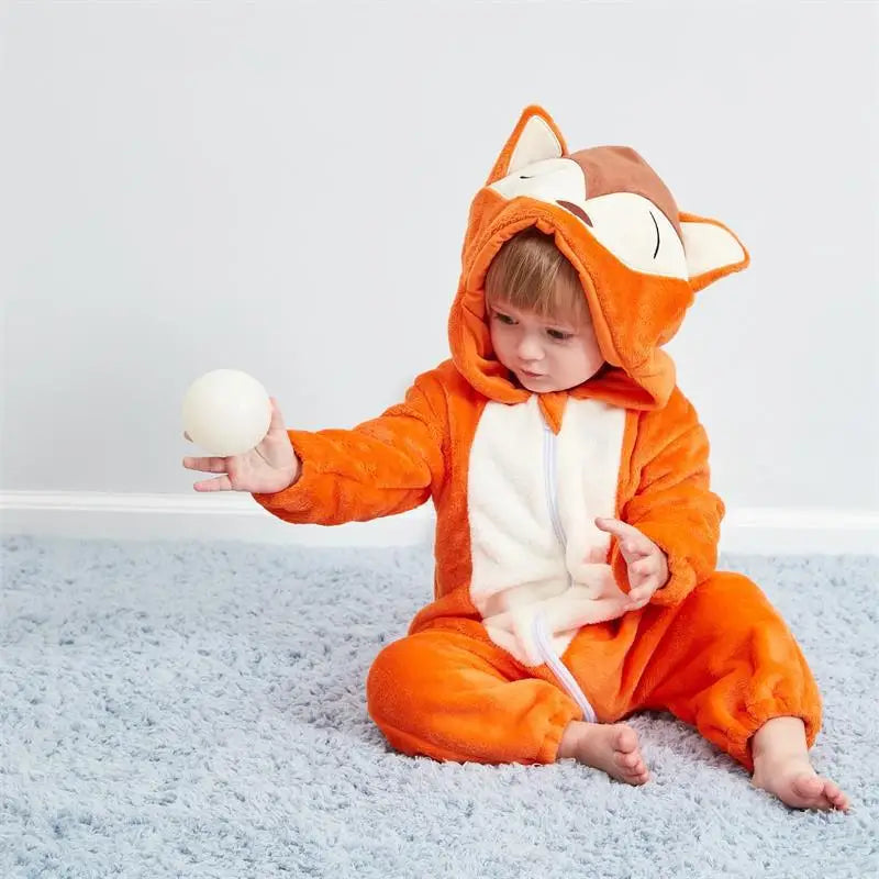 Combinaison pyjama bébé en flanelle — animaux à capuche