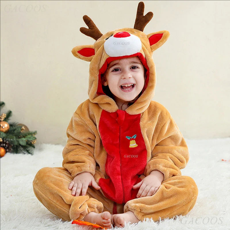 Combinaison pyjama bébé en flanelle — animaux à capuche