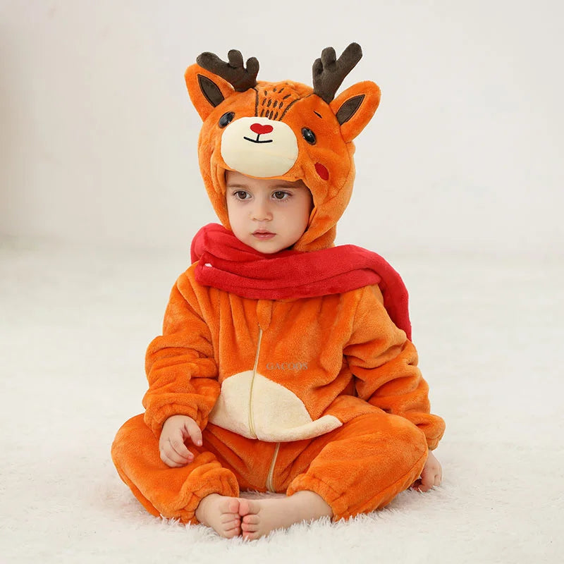 Combinaison pyjama bébé en flanelle — animaux à capuche