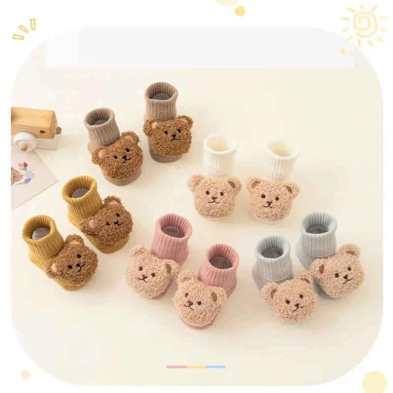 Chaussons chaussettes bébé antidérapants — ourson