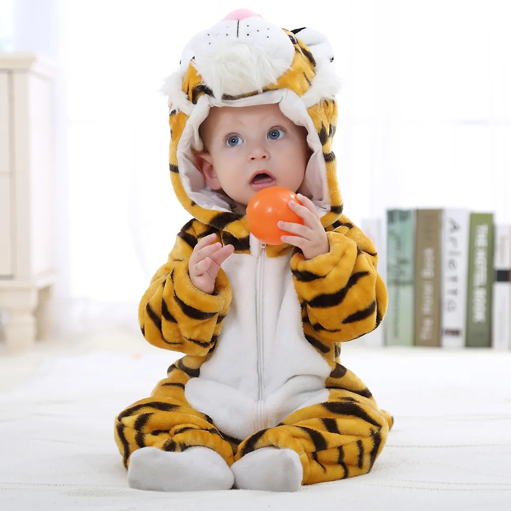 Combinaison pyjama bébé en flanelle — animaux à capuche