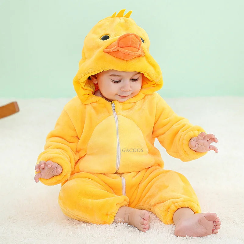 Combinaison pyjama bébé en flanelle — animaux à capuche