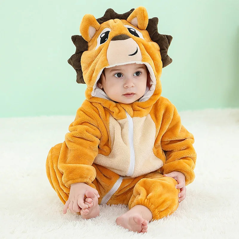 Combinaison pyjama bébé en flanelle — animaux à capuche