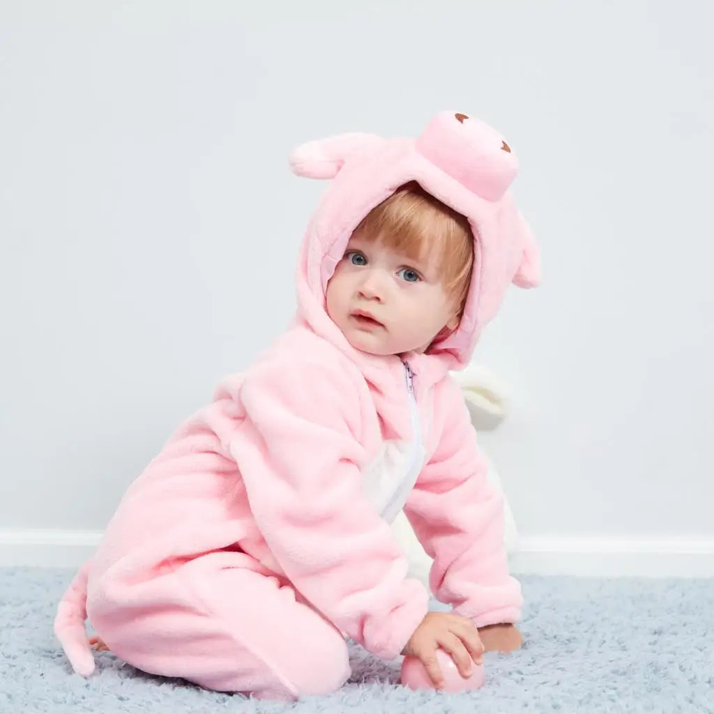 Combinaison pyjama bébé en flanelle — animaux à capuche
