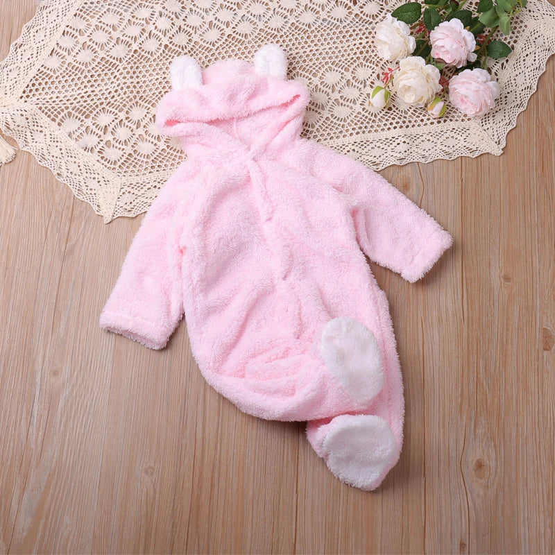 Barboteuse bébé à capuche — maille douce, 0 à 12 mois