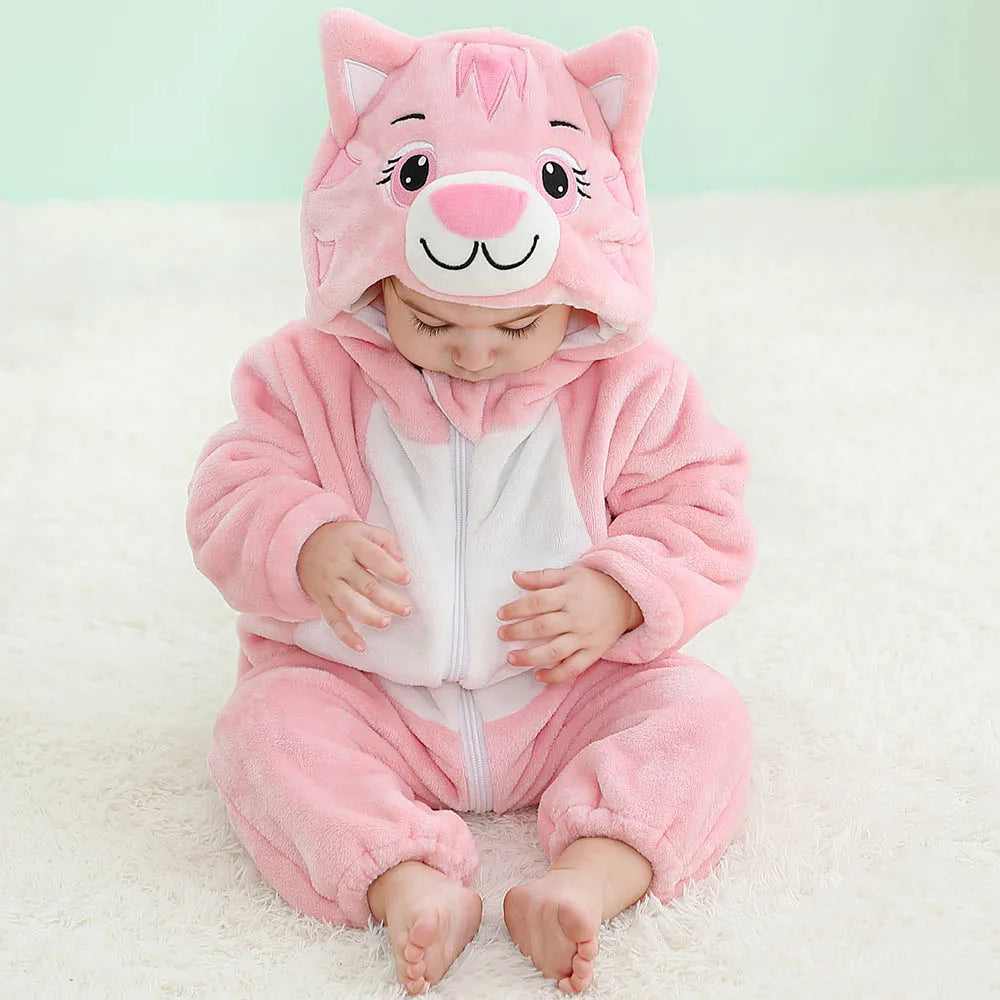 Combinaison pyjama bébé en flanelle — animaux à capuche