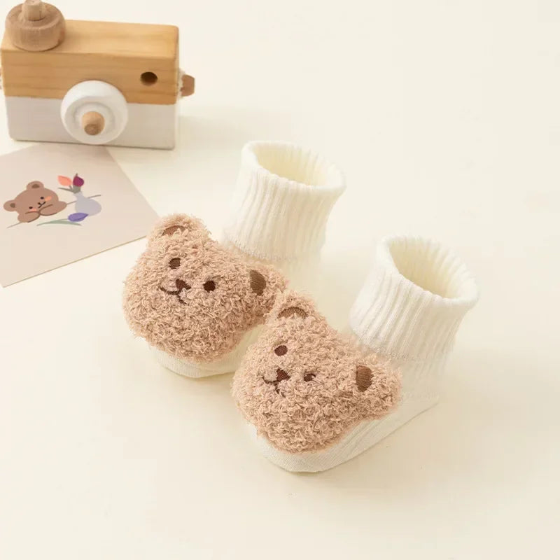 Chaussons chaussettes bébé antidérapants — ourson